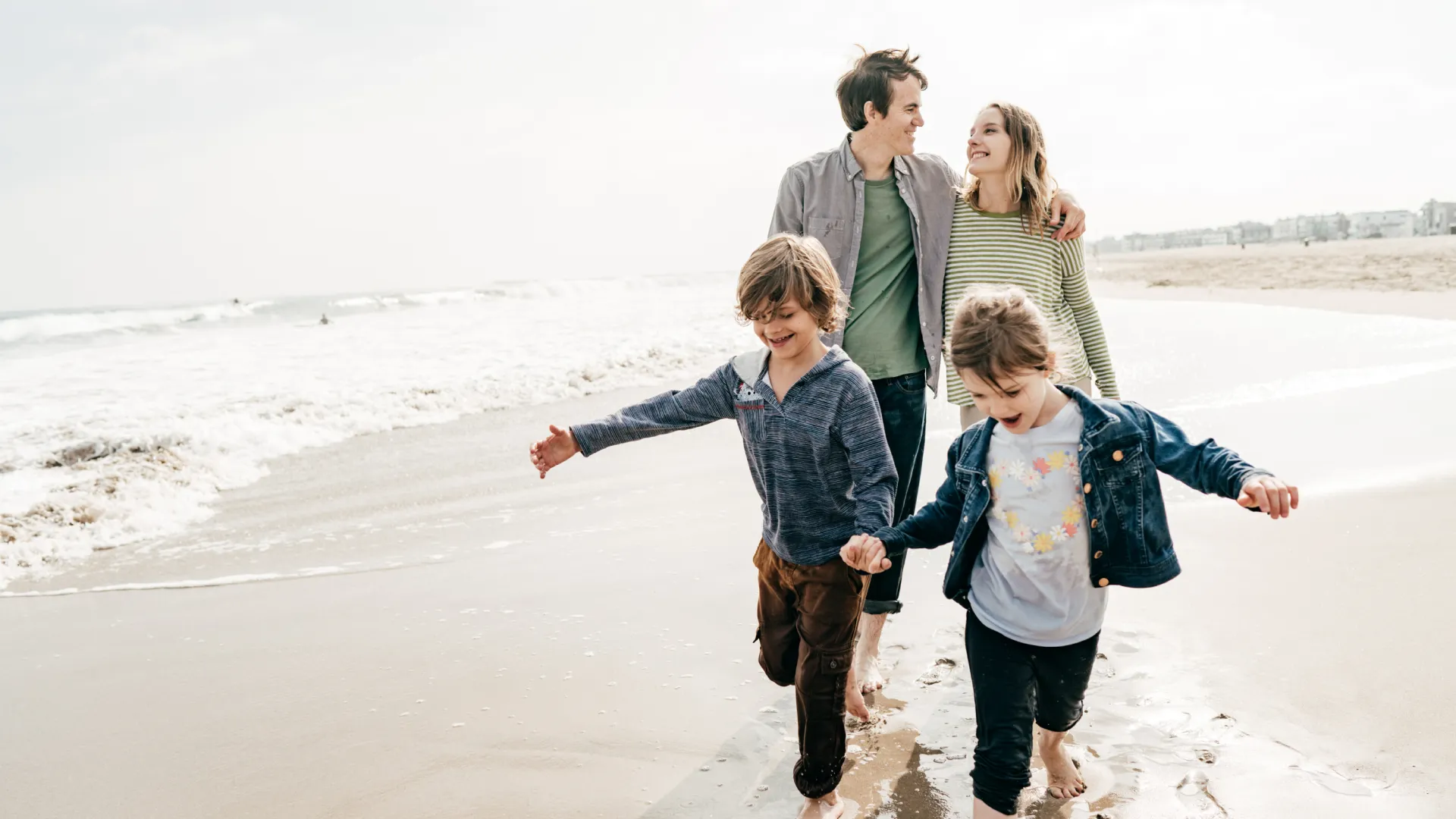 family on beach